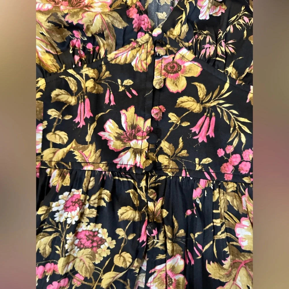NEW Anthropologie Deep-V Floral Tunic Blouse-Size Small - Picture 8 of 16